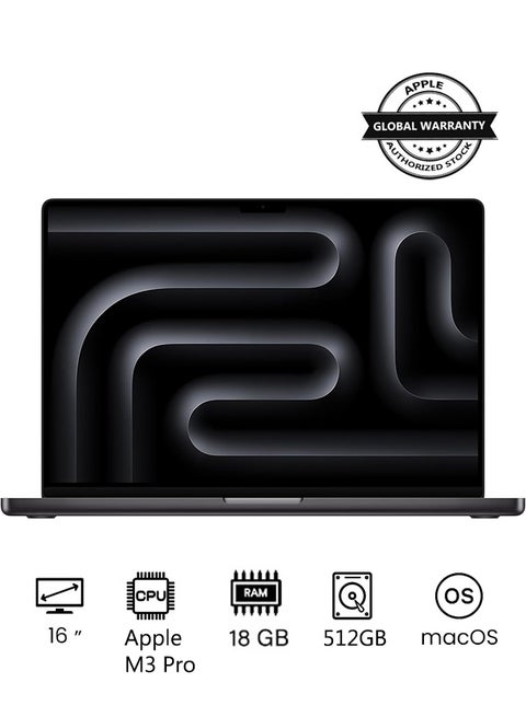 2023 Newest MacBook Pro MRW13 Laptop M3 Pro chip with 12‑core CPU, 18‑core GPU: 16.2-inch Liquid Retina XDR Display, 18GB Unified Memory, 512GB SSD Storage And Works with iPhone/iPad(International version) English Space Black
