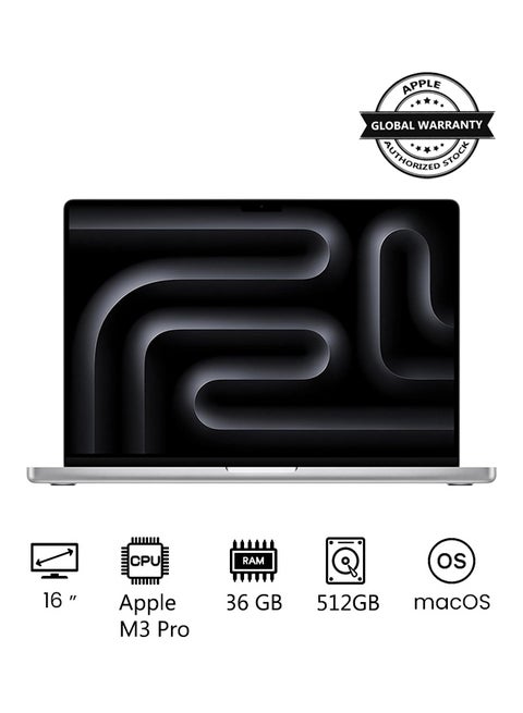 2023 Newest MacBook Pro MRW63 Laptop M3 Pro chip with 12‑core CPU, 18‑core GPU: 16.2-inch Liquid Retina XDR Display, 36GB Unified Memory, 512GB SSD Storage And Works with iPhone/iPad(International version) English Silver
