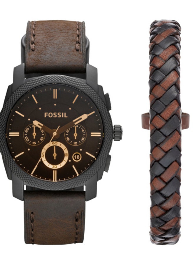 FOSSIL Men's Men Analog Round Shape Leather Wrist Watch FS5251SET - 42 Mm 