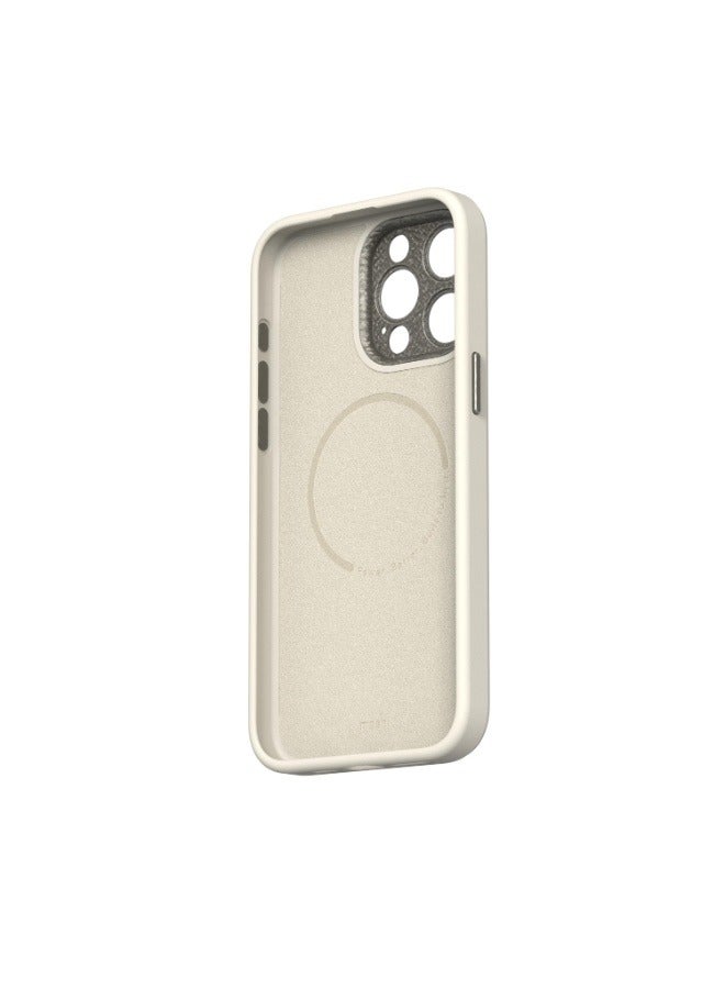 Moshi Napa Apple iPhone 15 Pro Max 2023 Case - Eco-Friendly Leather Cover, MagSafe Compatible, Drop Protection, Metal Lens Frame, Supports Wireless Charging Beige - Image 3
