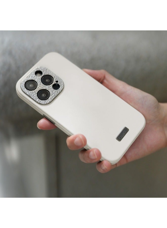 Moshi Napa Apple iPhone 15 Pro Max 2023 Case - Eco-Friendly Leather Cover, MagSafe Compatible, Drop Protection, Metal Lens Frame, Supports Wireless Charging Beige - Image 4