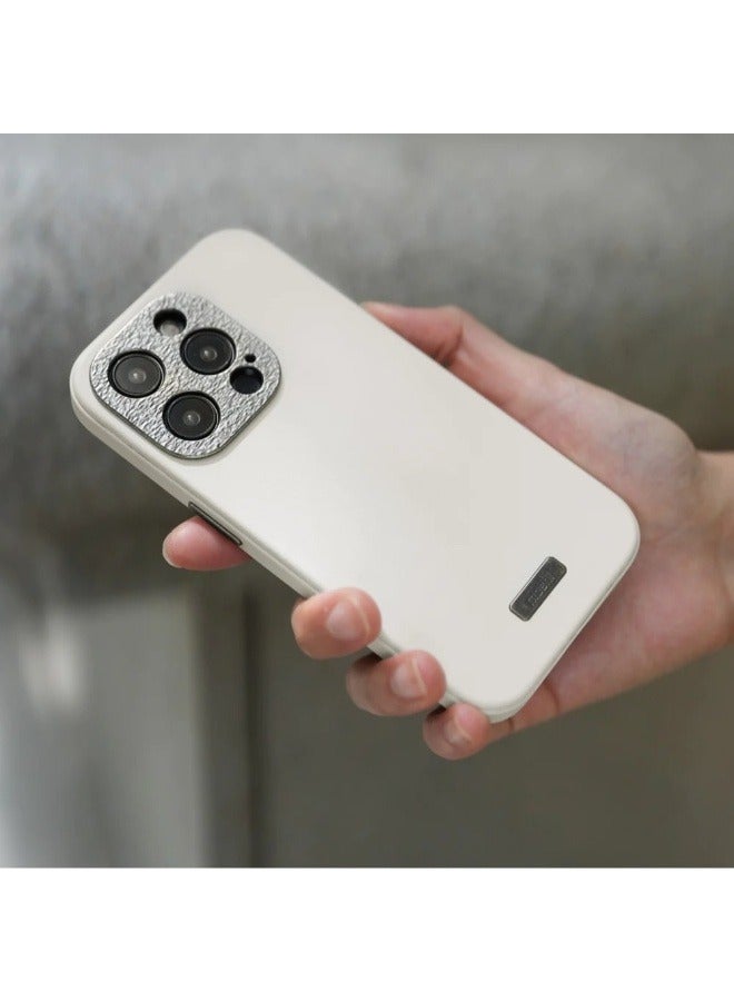 Moshi Napa Apple iPhone 15 Pro 2023 Case - Eco-Friendly Leather Cover, MagSafe Compatible, Drop Protection, Metal Lens Frame, Supports Wireless Charging Beige - Image 4