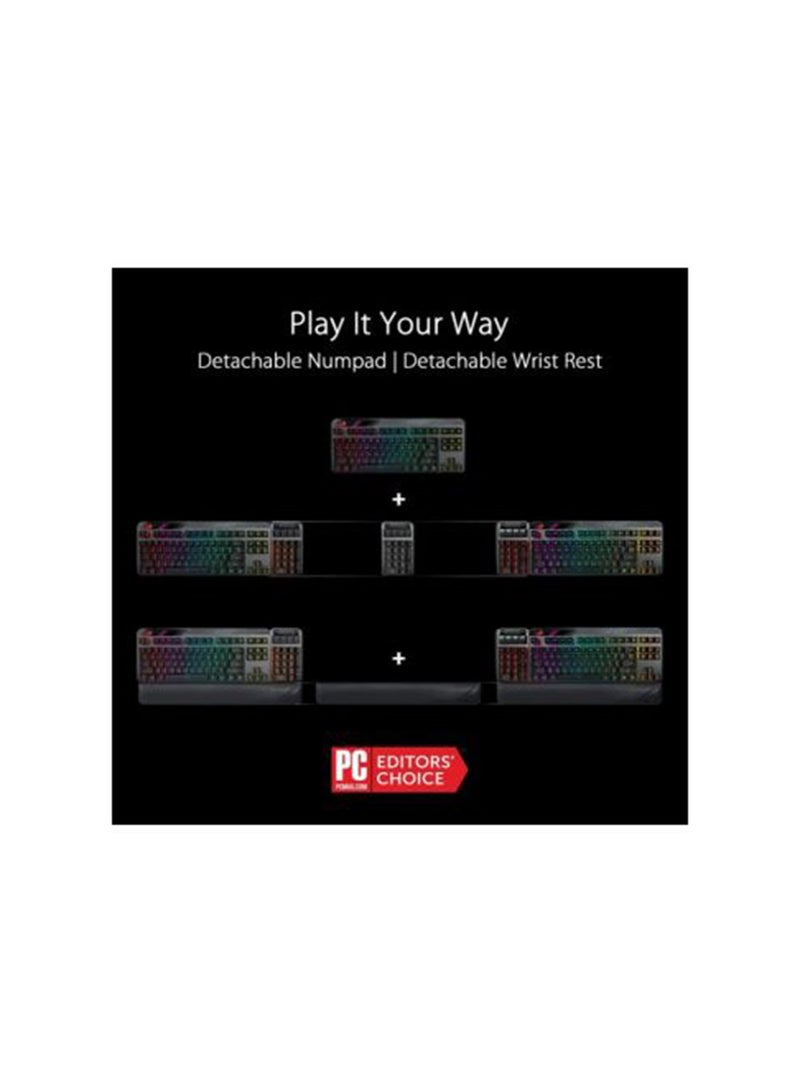 ASUS - MA02 Rog Claymore II Wireless Modular Mechanical Gaming Keyboard, Detachable Numpad, RX Red Switches, Aura Sync, 2.4 Ghz, USB 2.0,English Arabic, Black | 90MP01W0-BKCA00 Black - Image 1