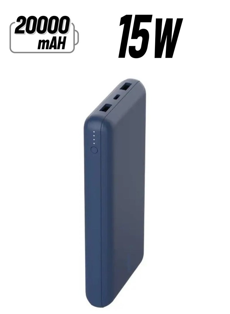 بيلكين شاحن محمول Boost Charge بسعة 20000mAh و15W طاقة إجمالية، منفذين USB-A، شحن جهازين في آن واحد مع مؤشر ضوء LED وحماية ضد التيار الزائد - Image 1