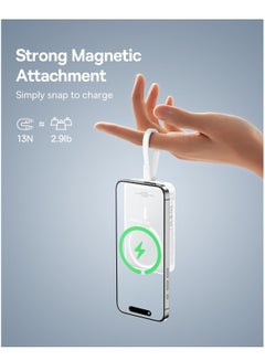 Baseus 10000 mAh Magnetic Power Bank, 30W PD Fast Charging 10000mAh Portable Charger with Built-in USB-C Cable (Input and Output), Compact Magsafe-Compatible Battery Pack for iPhone 16 Plus/16 Pro/16 Pro Max, iPhone 15/14/13/12 Series, Samsung Galaxy S24/S23, iPad, Google Pixel, and Other USB-C and Wireless Devices White  - Image 5