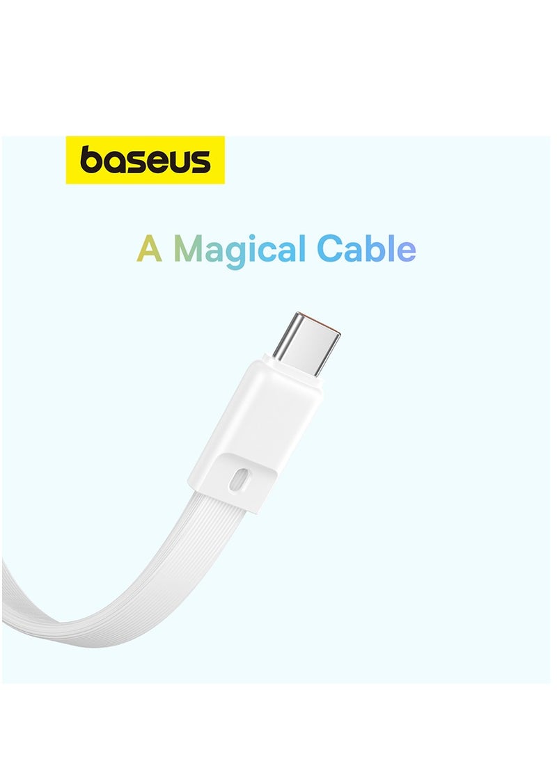 Baseus - 10000 mAh Magnetic Power Bank, 30W PD Fast Charging 10000mAh Portable Charger with Built-in USB-C Cable (Input and Output), Compact Magsafe-Compatible Battery Pack for iPhone 16 Plus/16 Pro/16 Pro Max, iPhone 15/14/13/12 Series, Samsung Galaxy S24/S23, iPad, Google Pixel, and Other USB-C and Wireless Devices White - Image 1