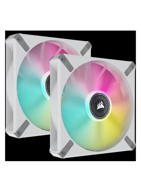 iCUE ML140 RGB Elite Premium 140Mm PWM Magnetic Levitation Fan — White Dual Fan Kit With iCUE Lighting Node Core