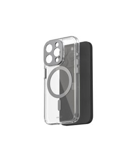 iGlaze Apple iPhone 15 Pro 2023 Case - Ultra Thin And Slim, Super Clear Back Cover, Shows Apple Logo, Drop Protection, Scratch Resistant, MagSafe Compatible Clear/Grey