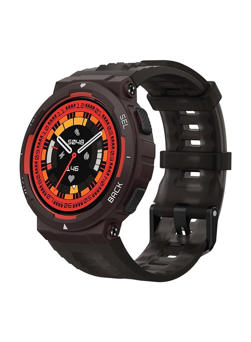 Amazfit - Active Edge Smart Watch With Stylish Rugged Sport And Fitness Design, GPS, AI Health Coach For Gym, Outdoor, Workouts And Exercise, 16 Days Battery, 10 Atm Water Resistant Lava Black - Image 1