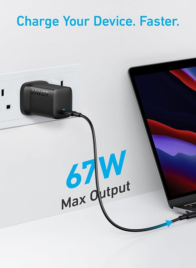 Anker - 315 Charger 67W USB C Charger Adapter, Foldable, PIQ 3.0 Compact Fast Laptop Charger, Wall Charger for MacBook Pro/Air, iPhone 16/15/14 Series, iPad, Samsung S25/S24, Huawei, AirPods, Xiaomi Black - Image 1