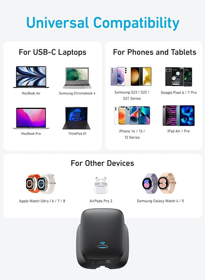 Anker - 315 Charger 67W USB C Charger Adapter, Foldable, PIQ 3.0 Compact Fast Laptop Charger, Wall Charger for MacBook Pro/Air, iPhone 16/15/14 Series, iPad, Samsung S25/S24, Huawei, AirPods, Xiaomi Black - Image 1
