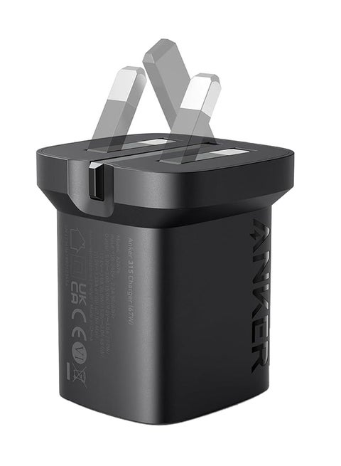 315 Charger 67W USB C Charger Adapter, Foldable, PIQ 3.0 Compact Fast Laptop Charger, Wall Charger for MacBook Pro/Air, iPhone 16/15/14 Series, iPad, Samsung S25/S24, Huawei, AirPods, Xiaomi Black