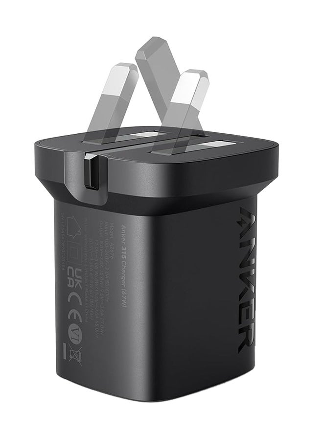 Anker - 315 Charger 67W USB C Charger Adapter, Foldable, PIQ 3.0 Compact Fast Laptop Charger, Wall Charger for MacBook Pro/Air, iPhone 16/15/14 Series, iPad, Samsung S25/S24, Huawei, AirPods, Xiaomi Black - Image 1