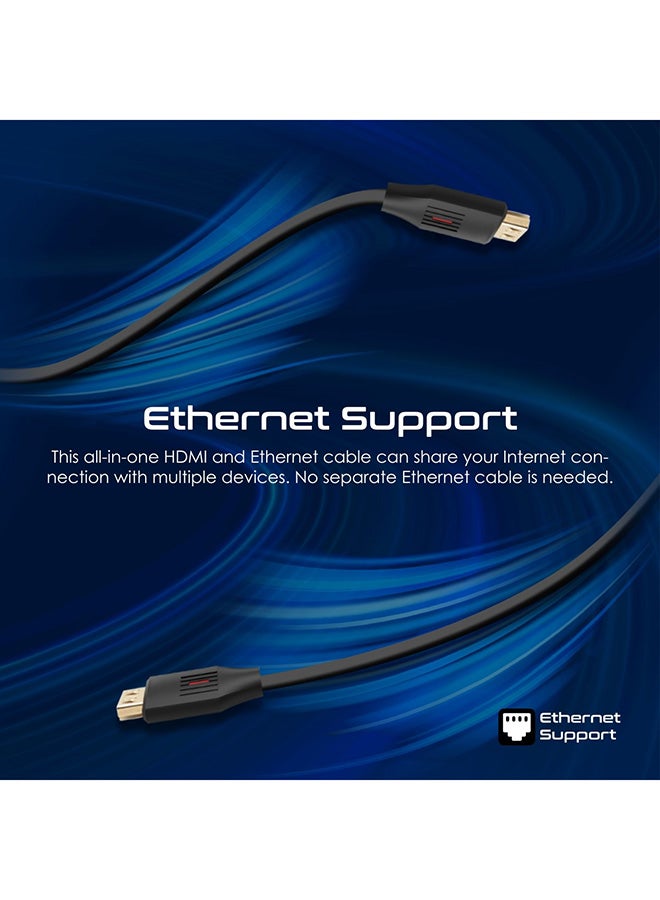 بروميت - كابل HDMI 2.0، كابل HDMI 4K@60 هرتز HDMI إلى HDMI رفيع بطول 1.5 متر مع دعم فيديو ثلاثي الأبعاد وعرض نطاق 18 جيجابت في الثانية ودعم إيثرنت وموصلات مطلية بالذهب لأجهزة الكمبيوتر المحمولة وأجهزة التلفزيون الذكية والشاشات، ProLink4K60-150 أسود - Image 1