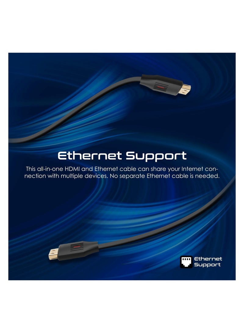 PROMATE HDMI 2.0 Cable, 4K@60Hz HDMI to HDMI Slim 10m Cable with 3D Video Support, 9Gbps Bandwidth, Ethernet Support and Gold-Plated Connectors for Laptops, Smart TVs, Monitors, ProLink4K60-10M Black  - Image 4