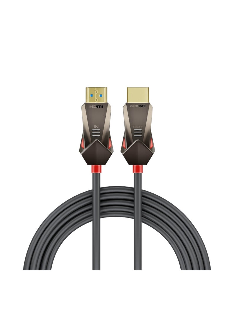PROMATE - HDMI 2.0 Cable, 4K@60Hz HDMI To HDMI Unidirectional Cable With 3D Video Support, 18Gbps Bandwidth, Ethernet, 15M Fiber Optic Cable And Gold-Plated Connectors For Laptops, Monitors Black - Image 1