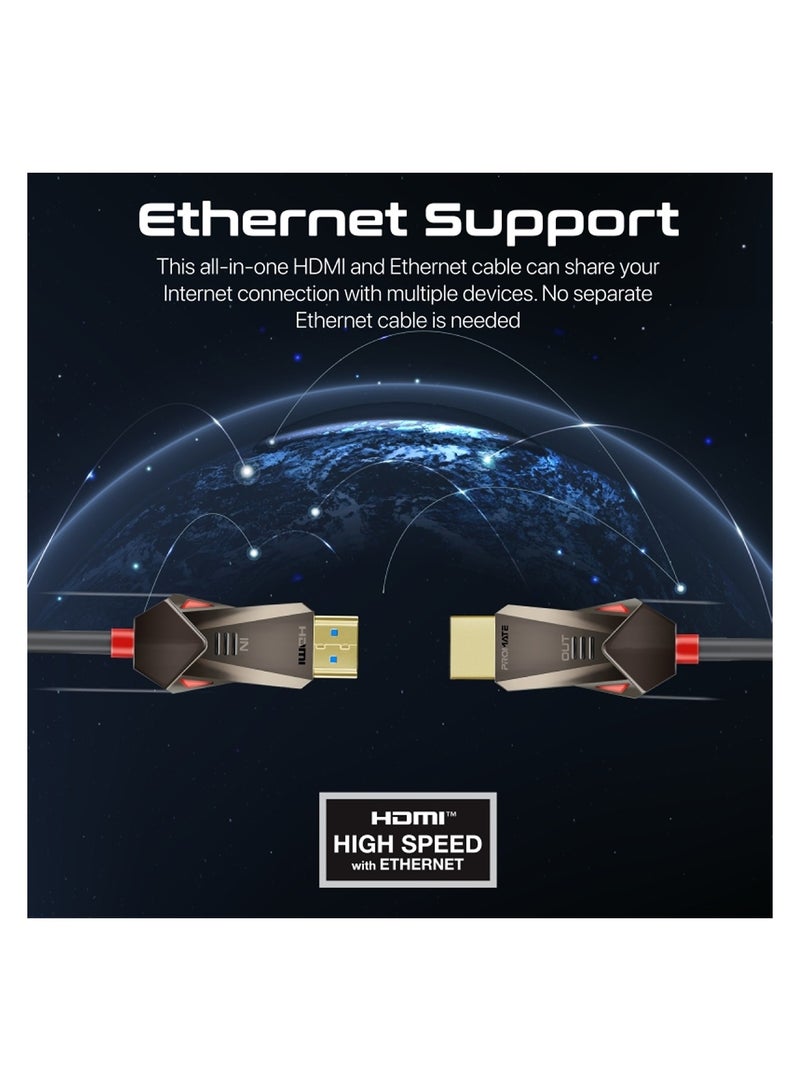 PROMATE - HDMI 2.0 Cable, 4K@60Hz HDMI To HDMI Unidirectional Cable With 3D Video Support, 18Gbps Bandwidth, Ethernet, 15M Fiber Optic Cable And Gold-Plated Connectors For Laptops, Monitors Black - Image 1