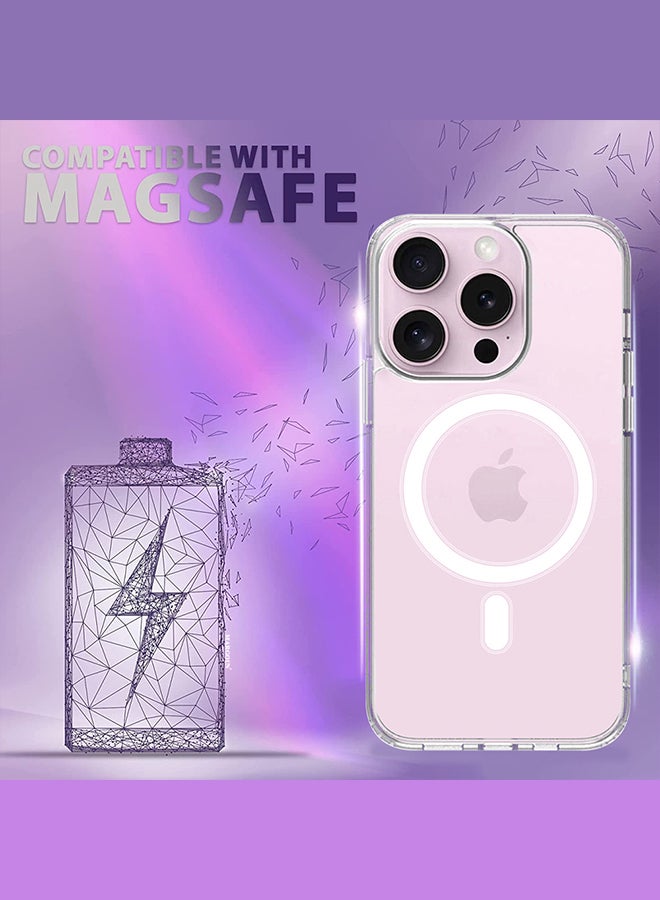 مارجون حافظة آيفون 15 برو ماكس شفافة مضادة للاصفرار متوافقة مع ماغسيف مع مغناطيس مدمج مصنوعة من مواد معاد تدويرها فائقة المتانة حماية من السقوط بمعيار عسكري - Image 3