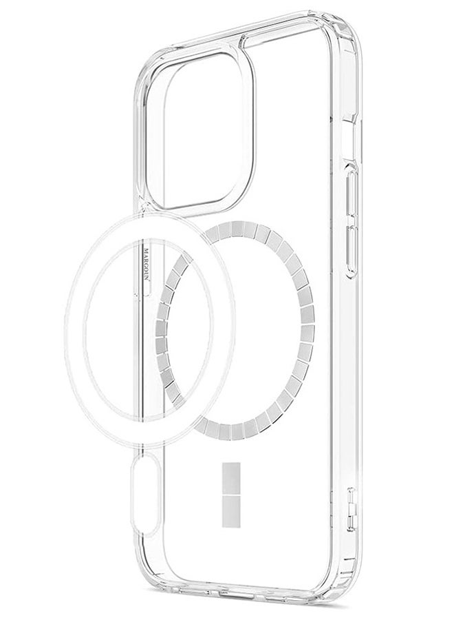 مارجون حافظة آيفون 15 برو ماكس شفافة مضادة للاصفرار متوافقة مع ماغسيف مع مغناطيس مدمج مصنوعة من مواد معاد تدويرها فائقة المتانة حماية من السقوط بمعيار عسكري - Image 2