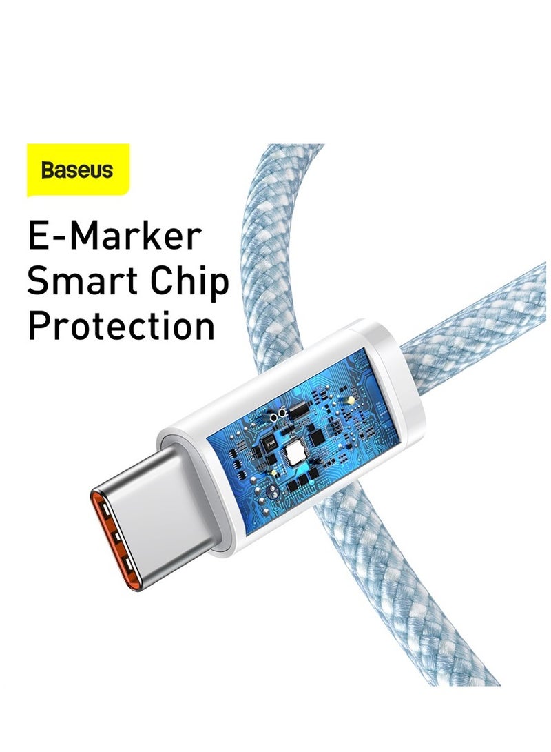 Baseus USB C To USB C Cable 2M, 100W Power Delivery Type-C Cord 5A PD Fast Charger With E-Marker Chip Compatible For iPhone 15/ 15 Pro Max/Plus, MacBook Pro, Chromebook, iPad Pro, Galaxy S23 Ultra/S22 Blue - Image 3