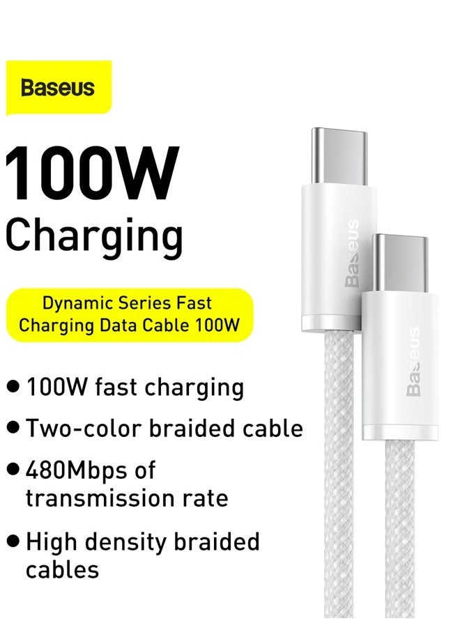 USB C To USB C Cable 2M, 100W Power Delivery Type-C Cord 5A PD Fast Charger With E-Marker Chip Compatible For iPhone 15/ 15 Pro Max/Plus, MacBook Pro, Chromebook, iPad Pro, Galaxy S23 Ultra/S22 White