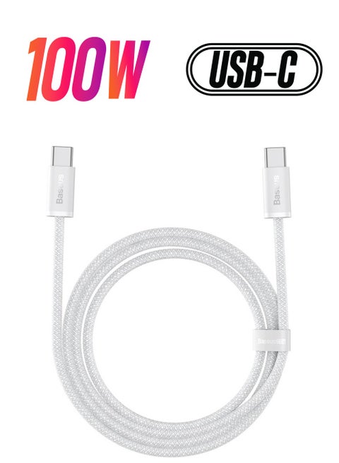 USB C To USB C Cable 2M, 100W Power Delivery Type-C Cord 5A PD Fast Charger With E-Marker Chip Compatible For iPhone 15/ 15 Pro Max/Plus, MacBook Pro, Chromebook, iPad Pro, Galaxy S23 Ultra/S22 White