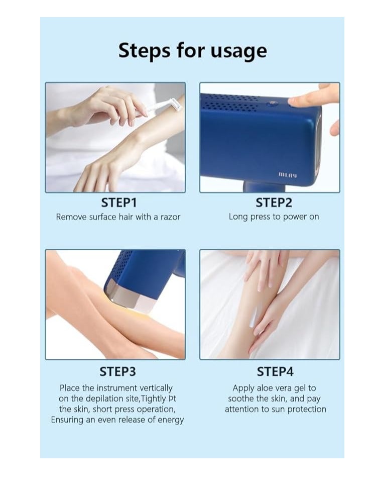 MLAY T14 Hair Removal Device With Three Lenses, One For Body Hair, One For Removing Wrinkles And Tightening The Skin, And One For Removing Acne Dark Blue - Image 3