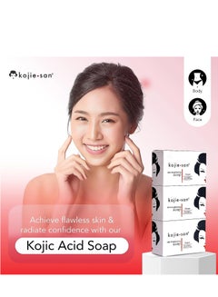 kojie.san Skin Lightening Soap For A Lighter, Even Tone Skin Fights Dark Spots Scars And Age Spots Promo 3 Pack Orange 100grams  - Image 2