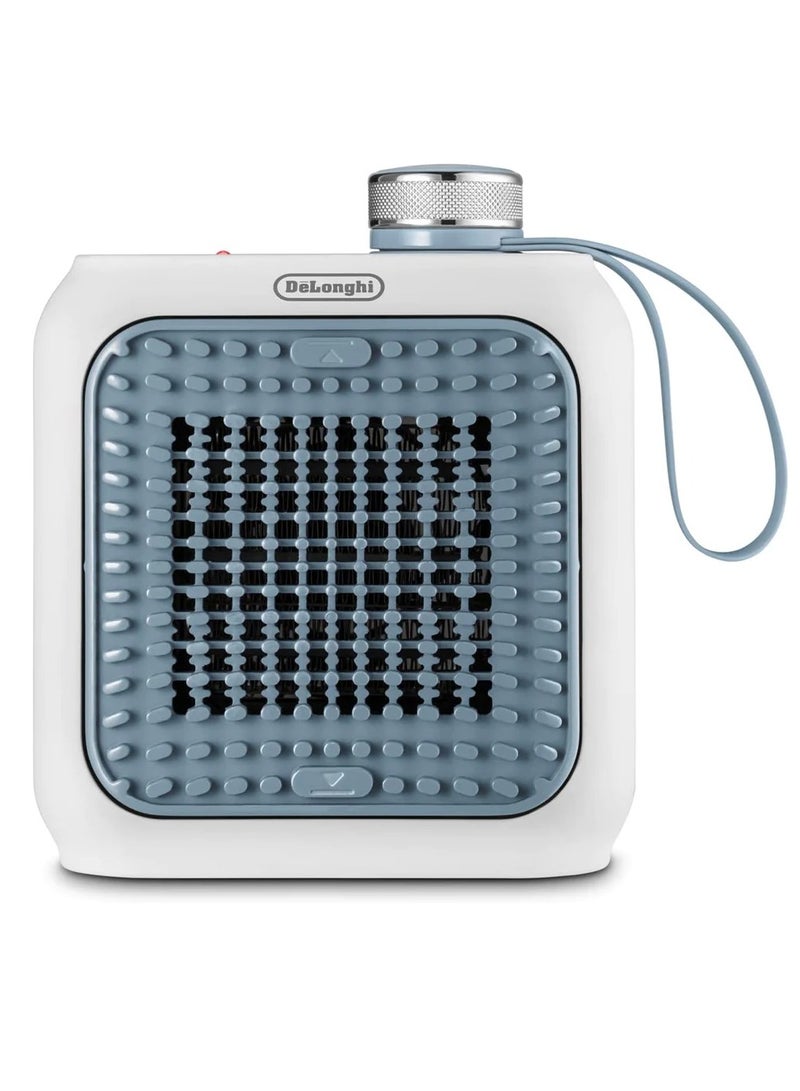 De'Longhi Capsule Desk Ceramic Fan Heater 360 W HFX10B03.LB White and Light Blue  - Image 1