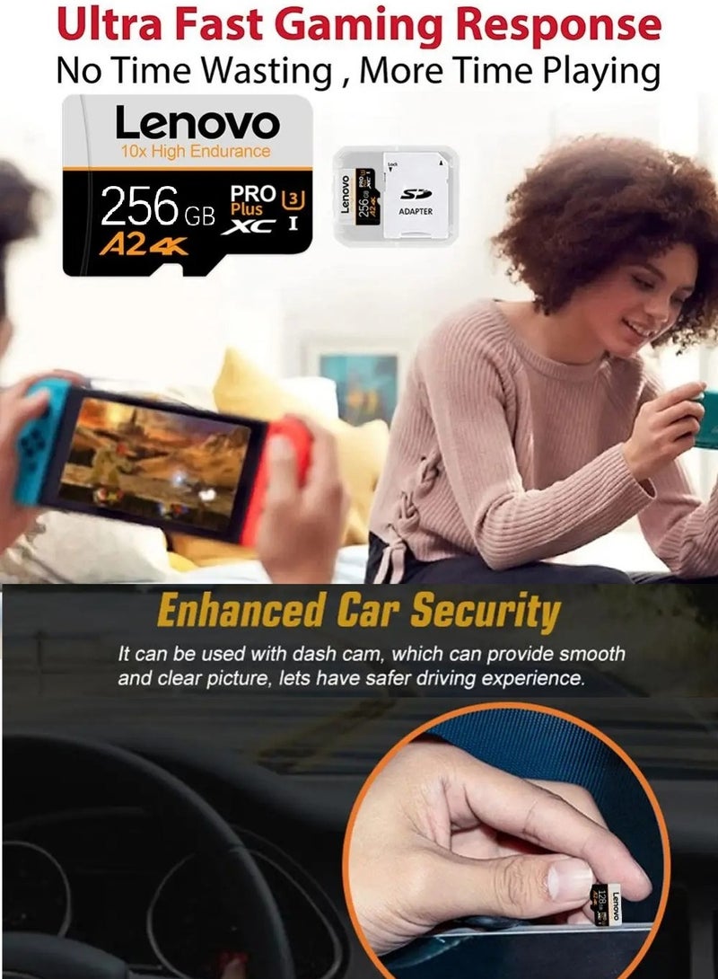 Lenovo Micro SD Card A2/4K Class 10 Pro Plus High Speed Memory Card 100Mb/s Reading SD Speed With SD Card Adapter 256 GB - Image 5