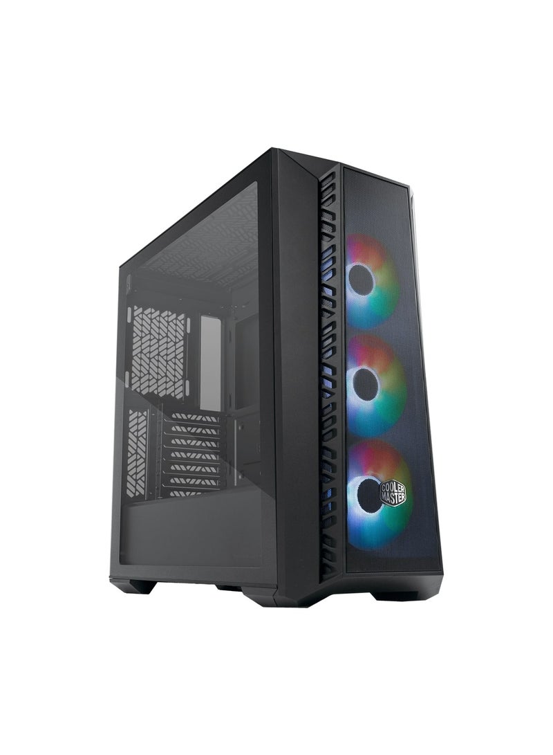 COOLER MASTER - MasterBox 520 Mesh White Edition Airflow ATX Mid-Tower, Mesh Front Panel, Tempered Glass Panel, E-ATX*(*Up To 12”x 10.7”, USB 3.2 Gen2 Type-C, Three Sickflow 120Mm ARGB Lighting Fans White - Image 1
