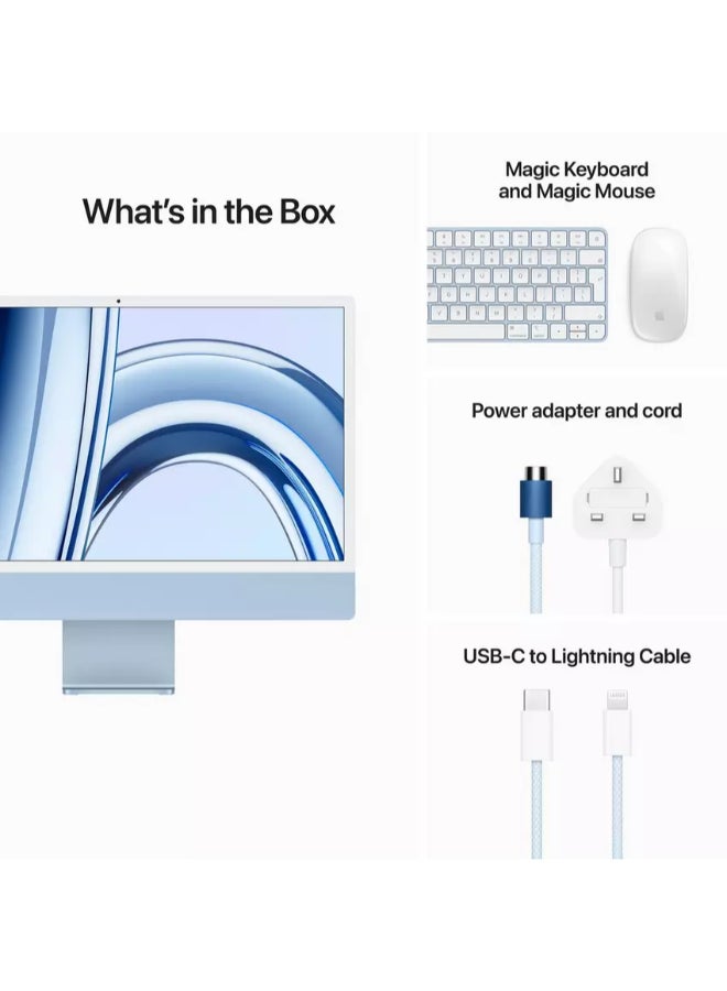 Apple - 24-inch iMac with Retina 4.5K display: Apple M3 chip with 8‑core CPU and 10‑core GPU, 256GB SSD/Integrated Graphics English/Arabic Blue - Image 1