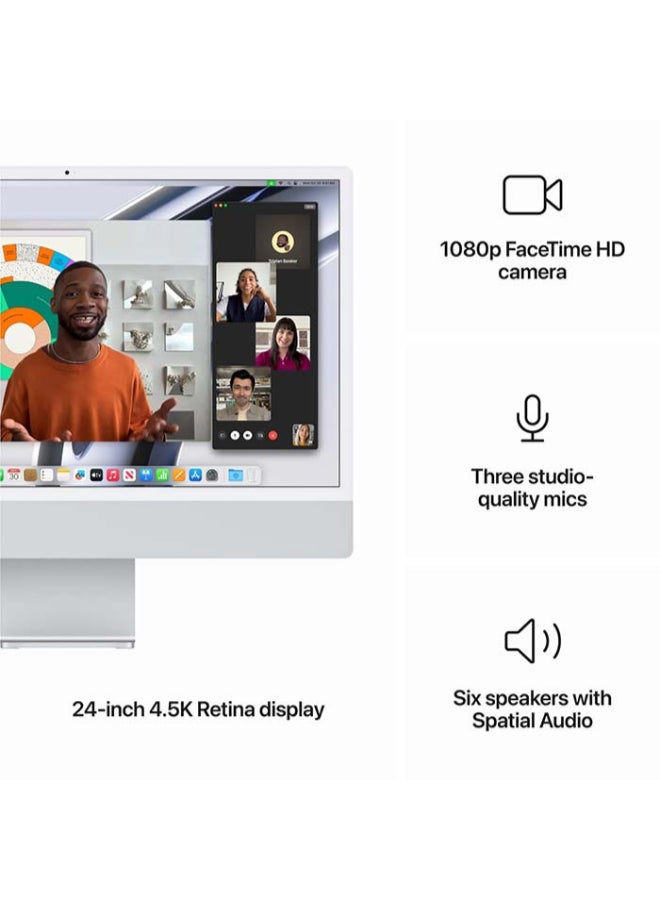 Apple iMac 24 Inch M3 With Retina 4.5K (1920x1080) Display ,Apple M3 Processor/8GB RAM/256GB SSD/Integrated Graphics/MacOS Monterey English/Arabic Silver  - Image 4