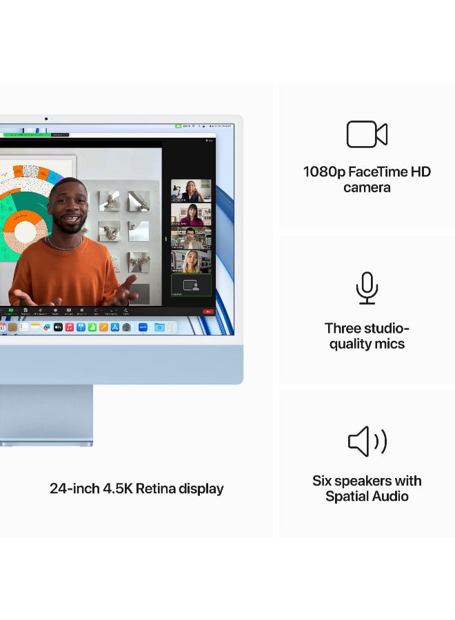 Apple iMac with 24 Inch Retina 4.5K Retina Display, M3 chip with 8‑core CPU and 8‑core GPU Processor/8GB RAM DDR4/256GB SSD/Integrated Graphics/ English Blue - Image 4