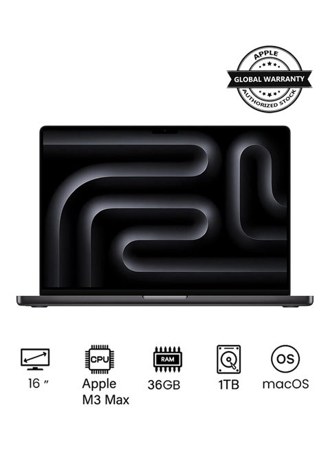 2023 Newest MacBook Pro MRW33 Laptop M3 Max chip with 14‑core CPU, 30‑core GPU: 16.2-inch Liquid Retina XDR Display, 36GB Unified Memory, 1TB SSD Storage And Works with iPhone/iPad English/Arabic Space Black