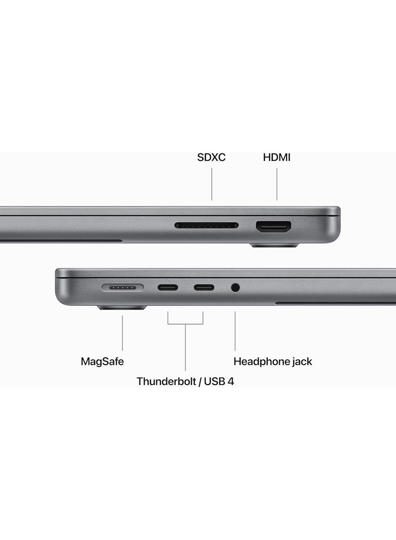 Apple - 2023 Newest MacBook Pro MTL83 Laptop M3 chip with 8‑core CPU, 10‑core GPU: 14.2-inch Liquid Retina XDR Display, 8GB Unified Memory, 1TB SSD Storage And Works with iPhone/iPad English/Arabic Space Grey - Image 1