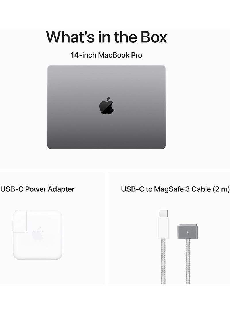 Apple - 2023 Newest MacBook Pro MTL83 Laptop M3 chip with 8‑core CPU, 10‑core GPU: 14.2-inch Liquid Retina XDR Display, 8GB Unified Memory, 1TB SSD Storage And Works with iPhone/iPad English/Arabic Space Grey - Image 1