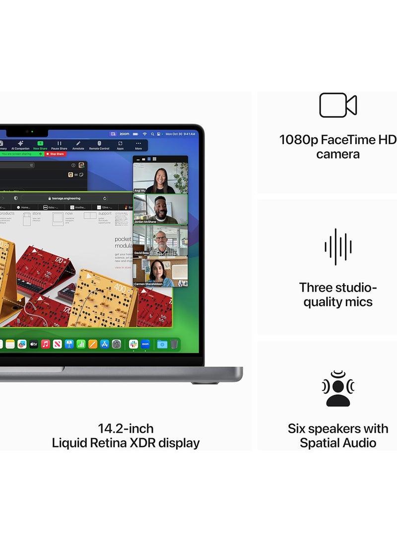 Apple - 2023 Newest MacBook Pro MTL83 Laptop M3 chip with 8‑core CPU, 10‑core GPU: 14.2-inch Liquid Retina XDR Display, 8GB Unified Memory, 1TB SSD Storage And Works with iPhone/iPad English/Arabic Space Grey - Image 1