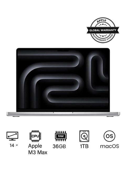 2023 Newest MacBook Pro MRX83 Laptop M3 Max chip with 14‑core CPU, 30‑core GPU: 14.2-inch Liquid Retina XDR Display, 36GB Unified Memory, 1TB SSD Storage And Works with iPhone/iPad English/Arabic Silver