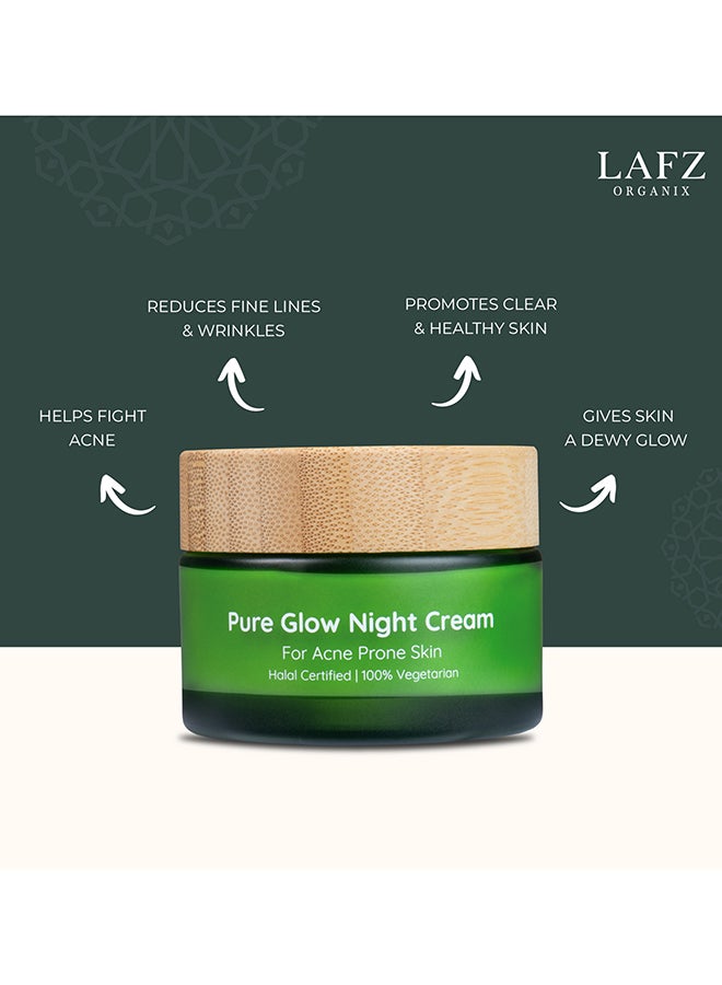 LAFZ Pure Glow Night Cream Fights Acne Fine Lines And Wrinkles White 50grams  - Image 3