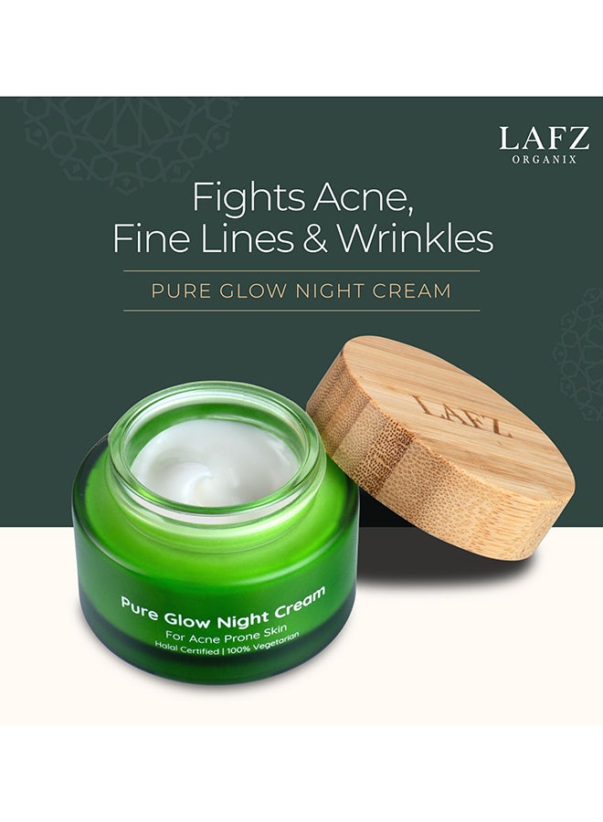 LAFZ Pure Glow Night Cream Fights Acne Fine Lines And Wrinkles White 50grams  - Image 2