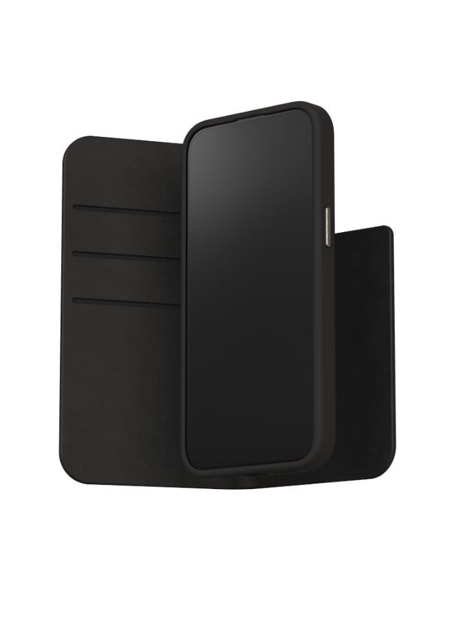 Moshi Overture Apple iPhone 15 Pro Max 2023 Leather Folio Case - 3-In-1 Cover-Wallet-Stand, Magsafe Compatible, Drop Protection, 3x Card Slots, Metal Lens Frame, Supports Wireless Charging Black - Image 2