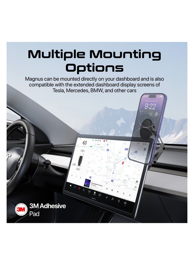 PROMATE - Magnetic Wireless Car Mount, Universal Magnetic Stick-On Dashboard/Winshield Mount Holder With N52 Magnets, Triaxial Height Adjustment, 360 Degree Rotation And Cradleless Design For iPhone 16/14 - Black - Image 1