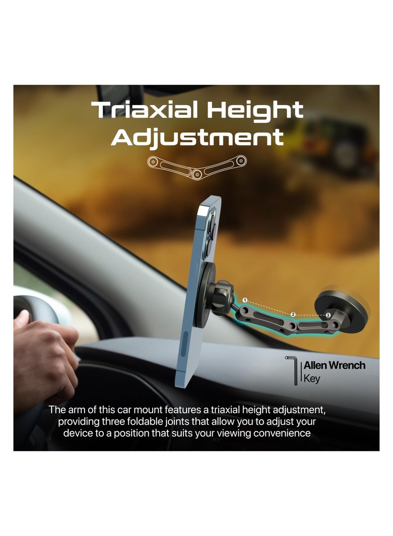 PROMATE - Magnetic Wireless Car Mount, Universal Magnetic Stick-On Dashboard/Winshield Mount Holder With N52 Magnets, Triaxial Height Adjustment, 360 Degree Rotation And Cradleless Design For iPhone 16/14 - Black - Image 1