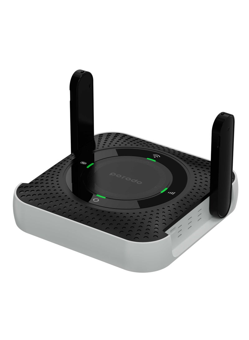 porodo - 4000 mAh 4G/LTE Home & Outdoor Portable Router with Micro-Sim Slot, 12 Hours Working Time, 100Mbps LAN, 40 Meter Distance, Winter Collection, Lightweight Design Wireless Router Black - Image 1