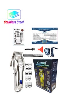 Kemei Original Professional Rechargeable Cordless Hair Clipper For Men Silver Color (Saudi Version)  - Image 1