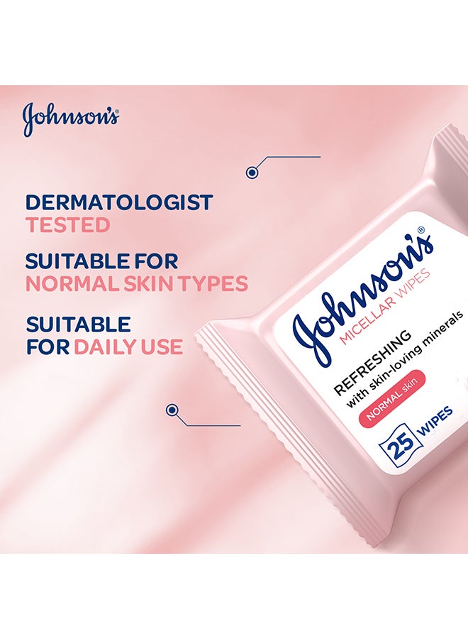 Johnson's Refreshing Cleansing Facial Micellar Wipes For Normal Skin White - Image 3