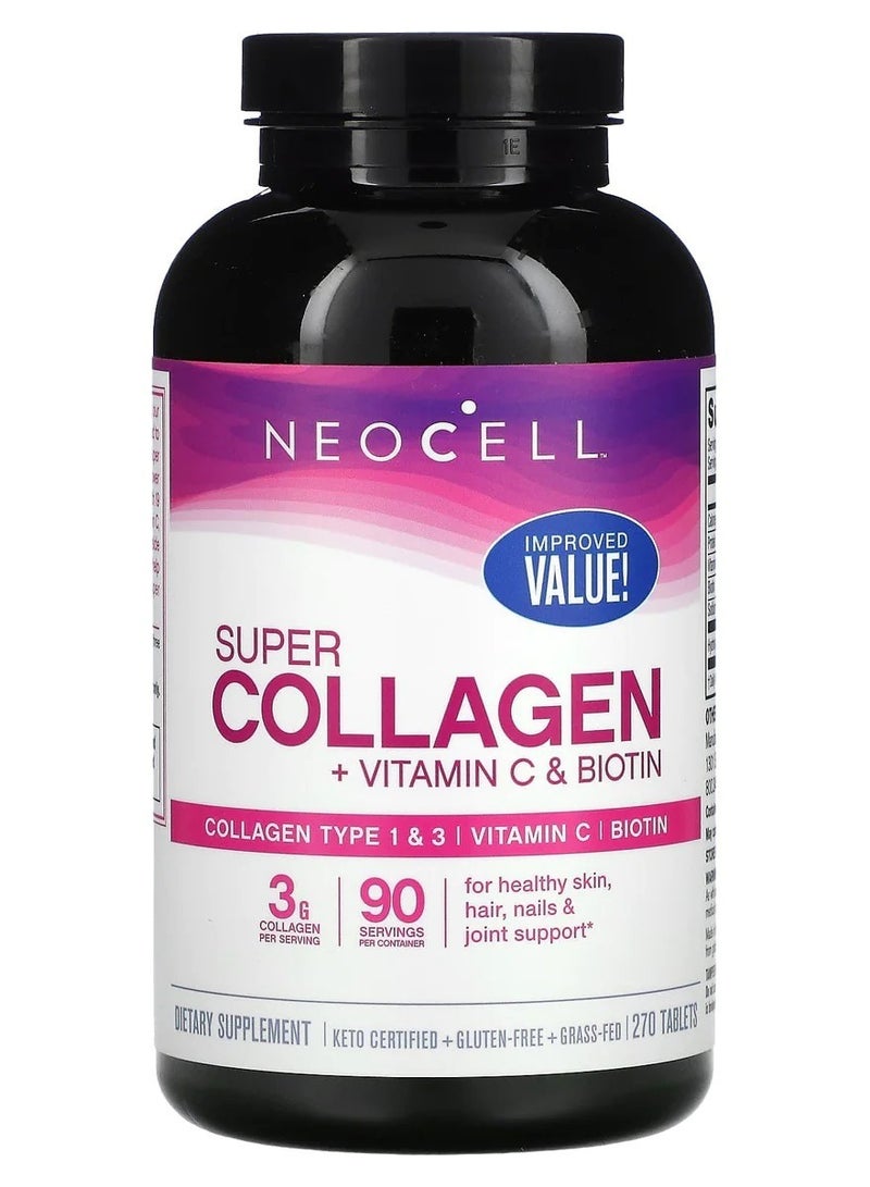 NEOCELL - Super Collagen + Vitamin C & Biotin, 270 Tablets - Image 1