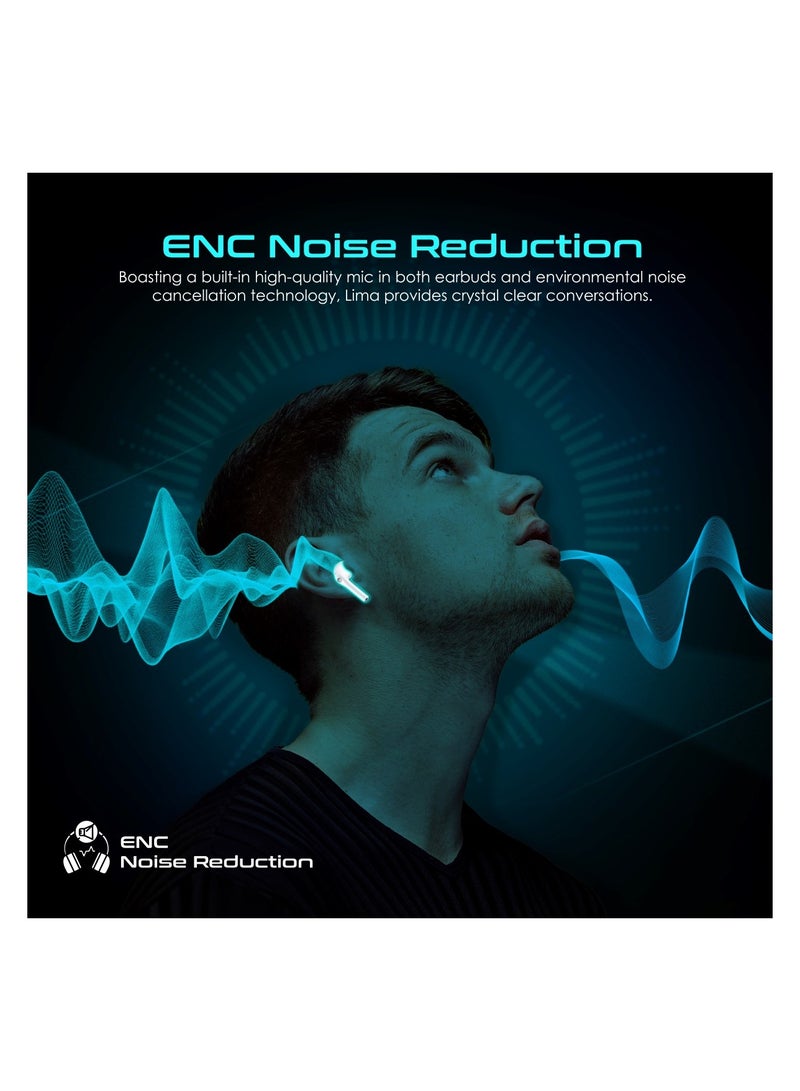 PROMATE - True Wireless Earbuds, In-Ear Bluetooth v5.3 Earphones With ENC Noise Reduction, 30-Hour Playback Time, Intelligent Touch Controls And 300mAh Charging Case For iPhone 16, Galaxy S25, iPad Air, Lima - White - Image 1