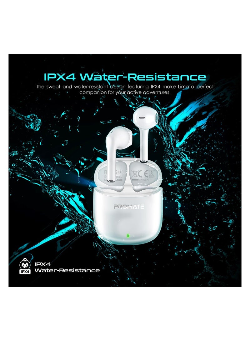 PROMATE - True Wireless Earbuds, In-Ear Bluetooth v5.3 Earphones With ENC Noise Reduction, 30-Hour Playback Time, Intelligent Touch Controls And 300mAh Charging Case For iPhone 16, Galaxy S25, iPad Air, Lima - White - Image 1